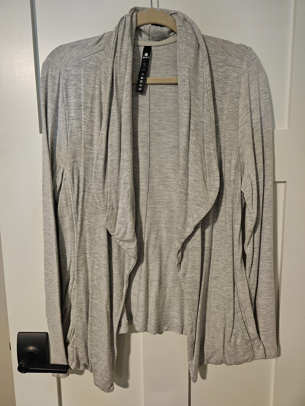 90 Degree By Reflex Light Gray Open-Front Draped Cardigan